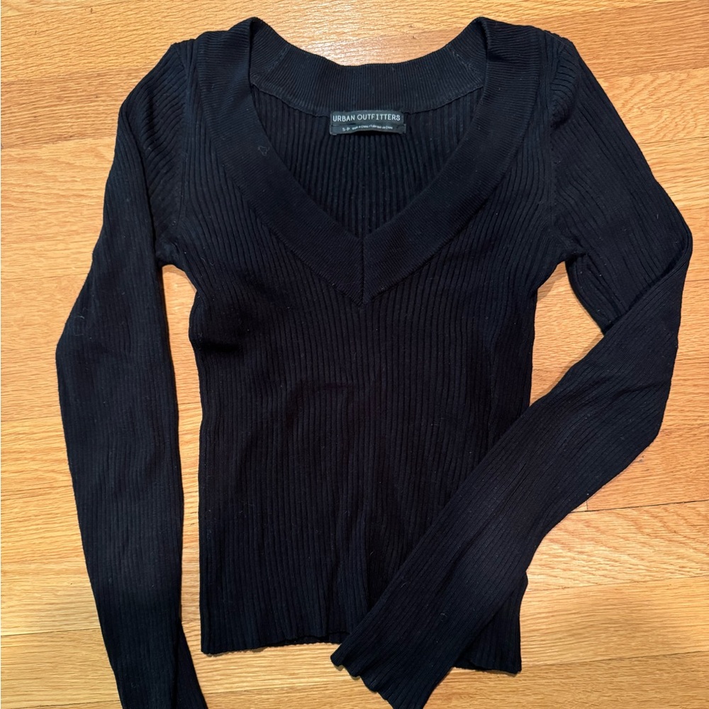 Ribbed V-Neck Sweater